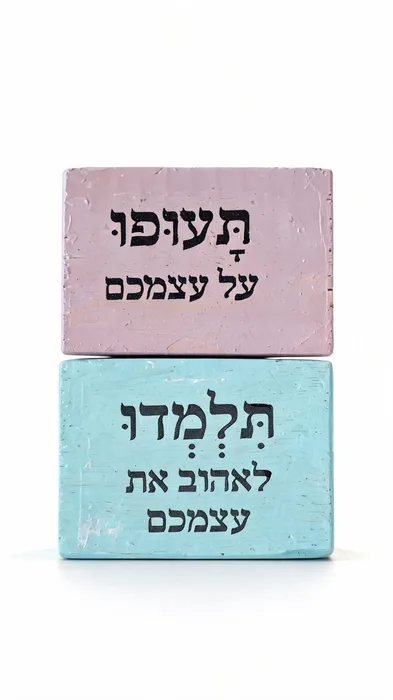 זוג מגנטים עם משפטי השראה עשויים מעץ בעבודת יד